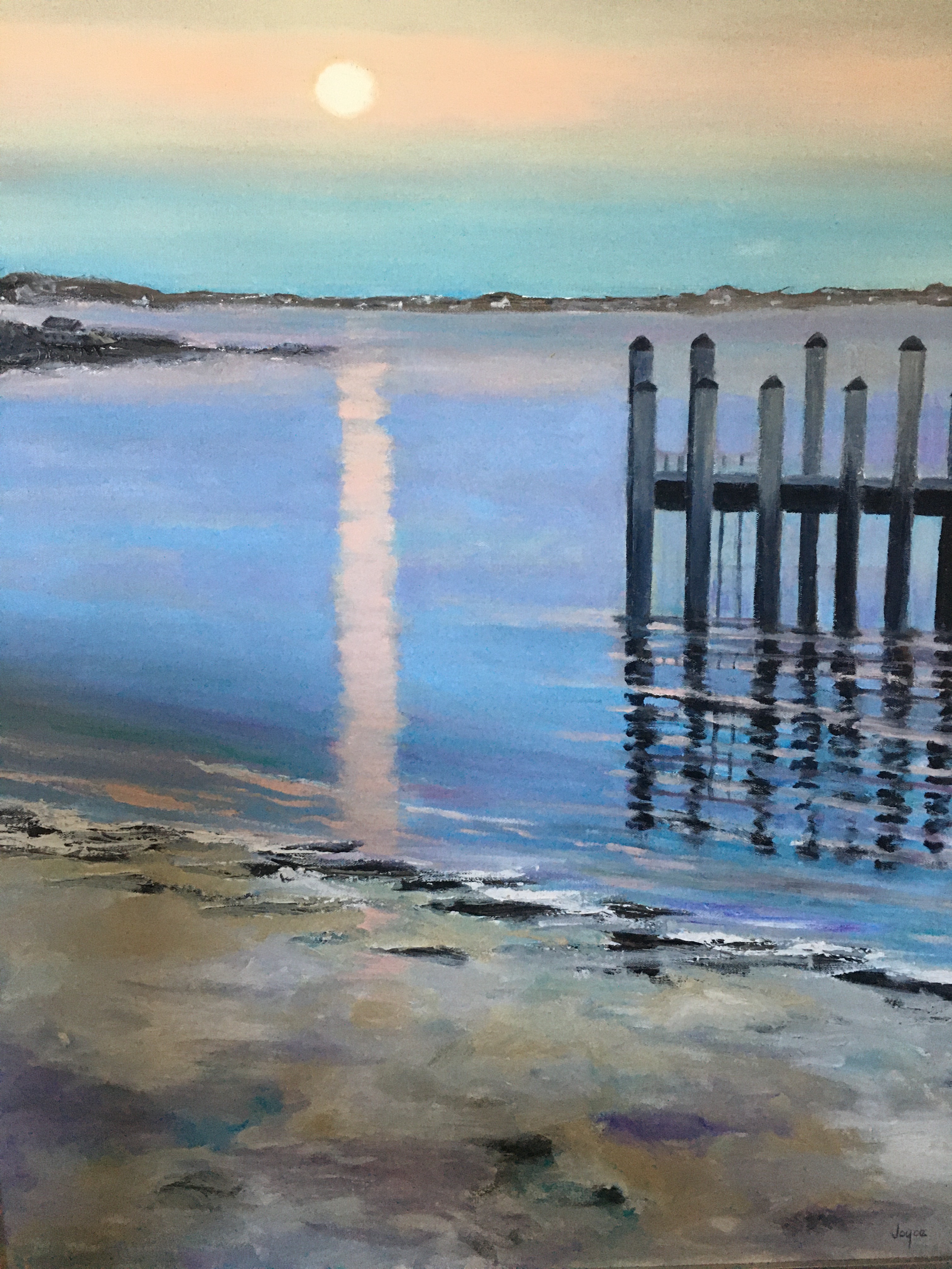 Hyannis Moonrise Painting by Joyce Frederick