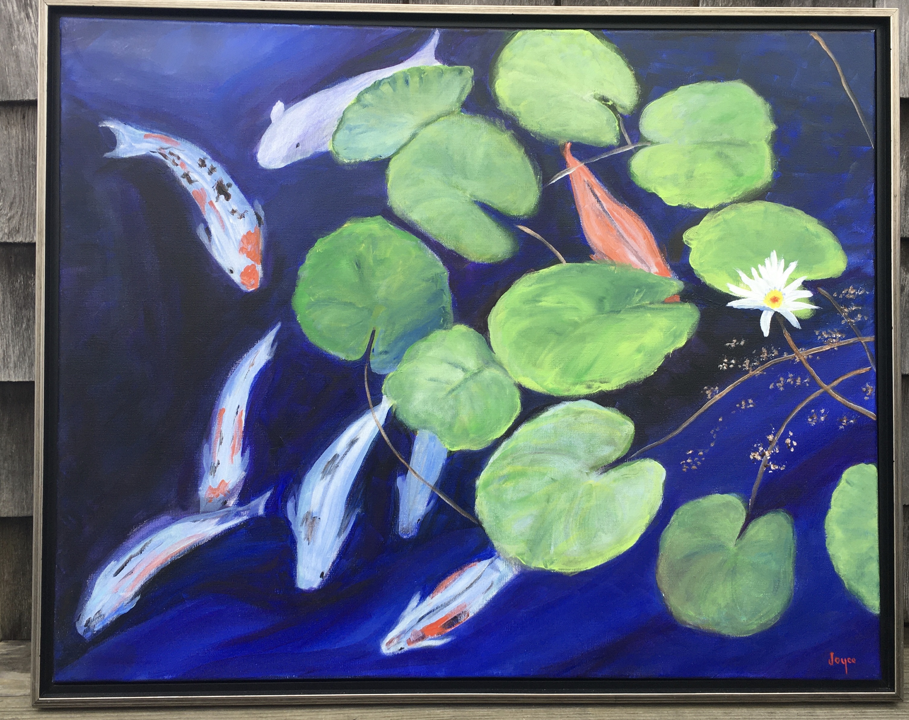 Hyannis' Gardens Koi Pond - Original art by Joyce Frederick