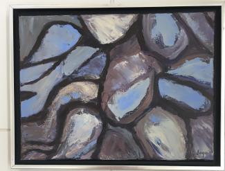 Abstract in Blacks & Blues - Original art by Joyce Frederick